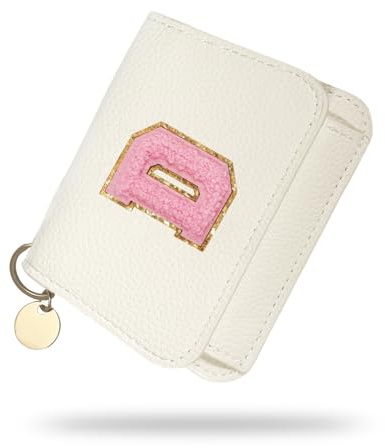 Girls Wallet, Initial Women's Wallets, White Small Wallet for Kids with 5 Card Slots Holder, Personalised Purses Gifts for Girls and Women, Birthday Gift, Christmas Gifts, Travelling Wallets Gift (D)