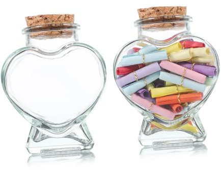 BESTYASH 2pezzi Bottiglia Di Vetro Con Tappo Di Sughero Barattolo Trasparente Per Desideri Fai Da Te Contenitore Di Vetro Per Regali Di Compleanno Multiuso