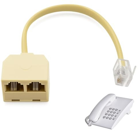 Huybaa cavo telefonico, telefono rj11 adattatore 6p4c a 2 vie,cavo, sdoppiatore telefonico adatto per telefono e fax,Splitter per Telefono, Maschio a doppio rj11