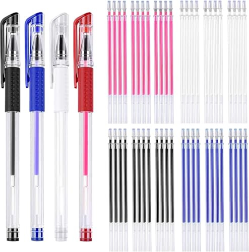 JANYUN 4 Pieces Heat Erasable Pens for Fabric with 12 Refills Fabric Marking Pens Fabrics Markers for Quilting Sewing DIY Dressmaking Fabrics Tailors Chalk