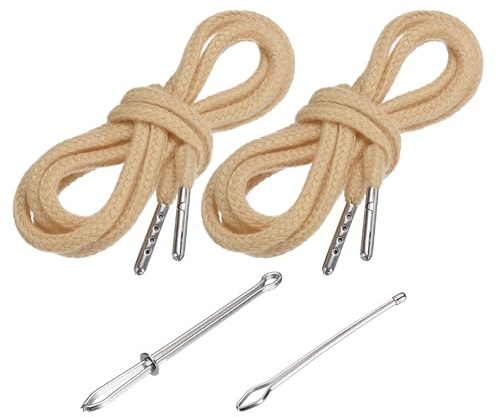 PATIKIL Drawstring Cords 130cm / 51 Inch, Hoodie, Khaki, 2pcs | Replacement Draw Strings, with 2pcs Easy Threaders, for Shorts Pants, Jackets, Coats, Sweatpants, Hoodie