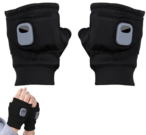 Qawner Guantes calefactables USB, Guantes calefactables sin dedos para mujer y hombre, Guantes calefactables recargables de 2000 mAh sin dedos, Guantes táctiles para trabajo para mujeres y hombres