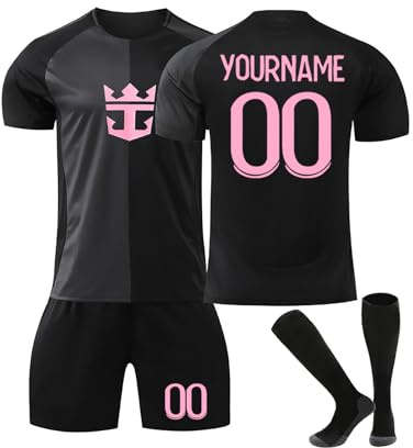 Maglie da Calcio Personalizzate Miami Adatte ai Bambini, con possibilità di Inserire Nome e Numero, per Partite in Casa/Fuori Casa, Adatte a Uomini e Adolescenti