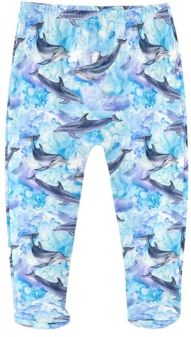 JHKKU Sea Dolphins Baby Boys Footed Pants Cotton Infant Tights Casual Bottoms Crawling Pants 12M