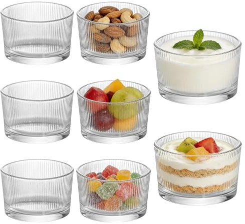 CAIEJSAEN Dessertgläser 8er Set 200 ml, Kleine Dessertschalen aus Glas, Dessertgläser Glas, Eisbecher Gläser Eisschalen Dessertschalen,Tiramisu, Ice Cream Cups, Spülmaschinenfest