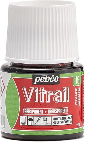 Pebeo Vitrail Stained Glass Effect Glass Paint 45-Milliliter Bottle, Orange,Orange