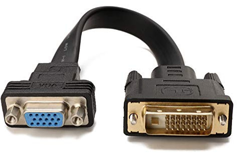 CABLEDECONN Active DVI-D Dual Link 24+1 Male to VGA Female Video with Flat Cable Adapter Converter Black (E0207) …