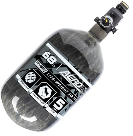 HK Army Aerolite HPA Air System - 68ci/4500psi Lightweight Carbon Fiber Tank with 800psi Regulator for Paintball & Airsoft Gear - Smoke