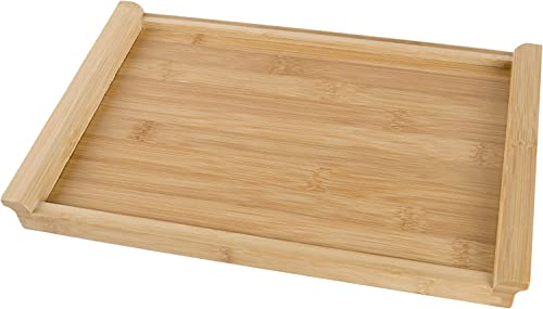 Eden & Willow E&W Natural Bamboo Tray for Serving - Eco-Friendly and Durable, Rectangle Tray for Snacks with Raised Edges - 33cm