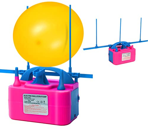 Electric Balloon Pump with Size Gauge, QIPUMP 110V 600W Balloon Inflator with Dual Nozzle, Air Pump for Inflating Balloons for Decoration, Arch, Balloon Column Stand