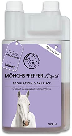 Annimally Mönchspfeffer Pferd Liquid - 1000ml mit Ashwagandha, Magnesium, Süßholzwurzel flüssig - Bei hormonell bedingter Unruhe oder Rosseverhalten beim Pferd - Mönchspfeffer für Pferde
