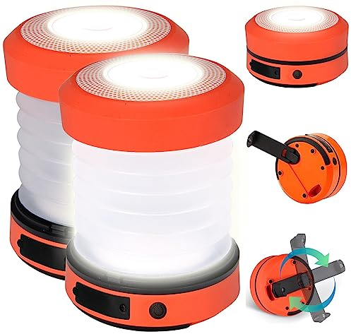 Semptec Urban Survival Technology Dynamo Lampe: 2er-Set Dual-Teleskop-LED-Campinglampe mit Dynamo-Handkurbel, 65 Lumen (Kurbel Lampe, Campinglampe Kurbel, Kabellose Lampen)