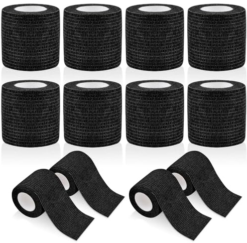WuGU Benda Elastica Autoadesiva, 12 Rotoli Bendaggio per Animali Domestici 5CM x 4.5M, Bende Elastiche Adesivo Benda, Elastica Autoadesiva Non Tessuto Bendaggio per Mani, Piedi, Ginocchia