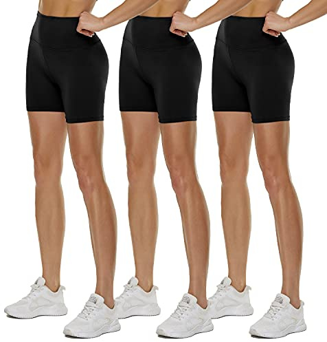 QGGQDD 3 Pack High Waisted Biker Shorts for Women – 3/ 5/ 8 Black Workout Yoga Compression Tummy Control Shorts for Running Clothing