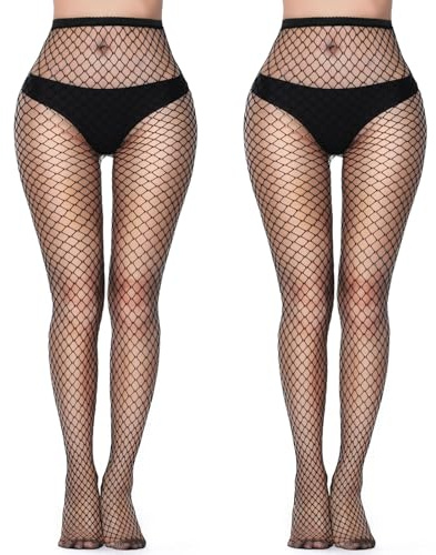 PROPOG Collant Resille Noir, Bas Resille Femme Sexy Taille Haute Classique Élastique Collant Femme (2 Types)