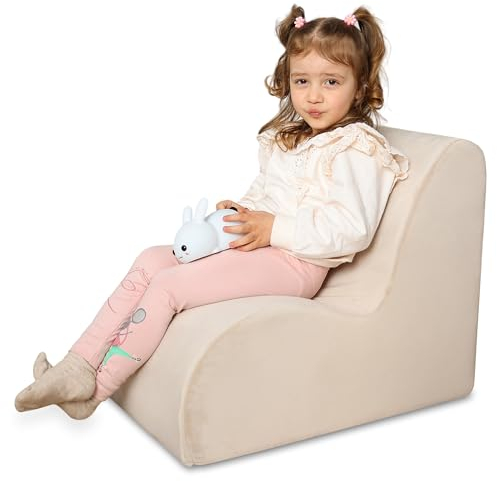 Kindersessel Spielsofa für Kinder - Sessel fürs Kinderzimmer Kindersofa aus Schaumstoff Mini Sofa für Baby weicher Kindercouch mit abnehmbarem Bezug - Sofas ab 1 Jahr Beige
