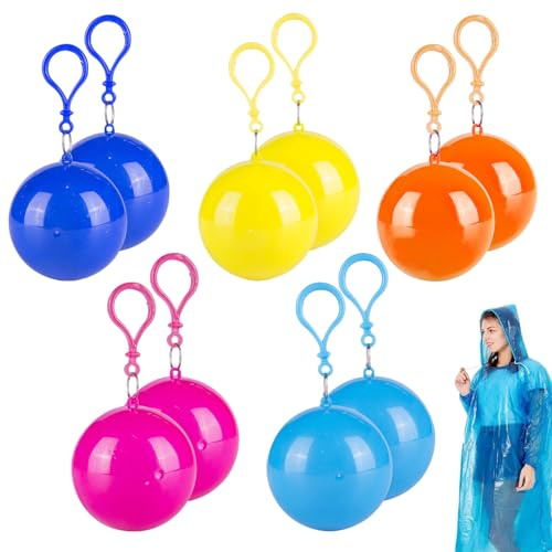WIYETY Poncho Impermeabile Colorato Portatile 10 Palline, da Donna per Attività