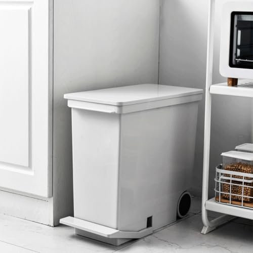 Warmiehomy Recycling Bin for Kitchen 26L Pedal Bin with Lid Double Compartment Bins with Back Wheels Plastic Trash Can for Kitchen, Bathroom, Bedroom, Living Room