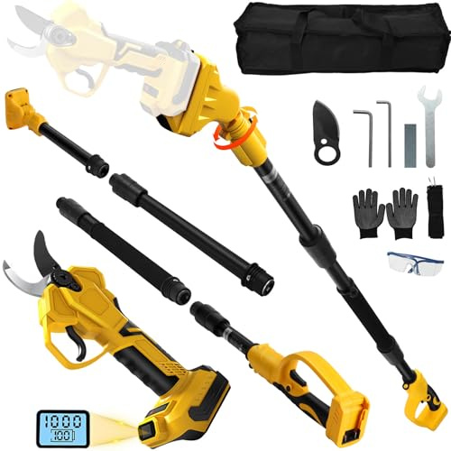 Pole Pruning Shears for Dewalt 20V Max Battery (No Battery), Brushless Cordless Pruners with 8 Ft Extension Pole, 1.3 Cutting Diameter, SK5 Blade, LCD Display