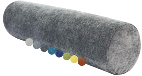 VEAI Almohada CilíNdrica Cervical para Cuello, Espalda Y Piernas con Funda ExtraíBle Y Transpirable, Soporte ErgonóMico para Cabeza, Espalda Y Piernas, CojíN CilíNdrico(Gris Oscuro,D20cmxL70cm)