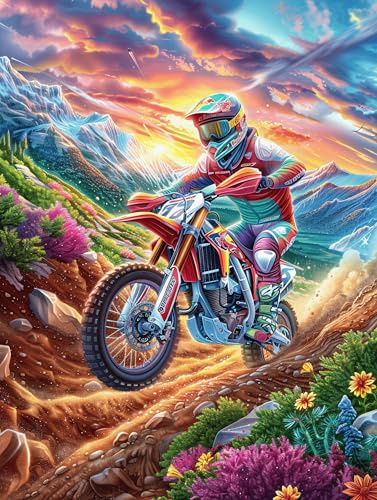 Piloto de Motocross Junto a Cascada de montaña Puzzles 300 Piezas Construir Maquetas Rompecabezas para Adultos Desafío Intelectual Juguete Educativo 3D Moderno 300 PCS