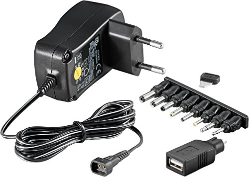 goobay 53995 Universal Netzteil 3V - 12V max 7,2 W Netzgerät mit 1x USB-Adapter 2x Klinkenstecker & 6x DC-Stecker 600mA Steckernetzteil Schwarz