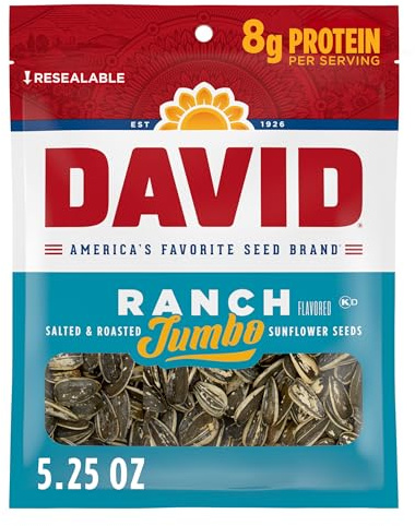 DAVID Jumbo Sunflower Seeds, Ranch Flavor, Easter Basket Stuffer for Baseball Players, 5.25 oz.