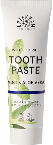 Urtekram Zahnpasta mit Minze und Aloe Vera – Frische Zahnpasta mit Fluoridschutz – Bio vegane natürliche Inhaltsstoffe – Urtekram Dental, 75 ml (1er Pack)