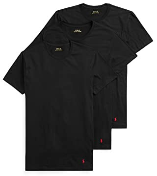 POLO RALPH LAUREN Classic Fit Undershirt w/Wicking 3-Pack Crews 3 Black/Rl2000 Red Pp 2XL