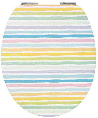 SITZPLATZ® WC-Sitz mit Absenkautomatik, Dekor Softeis, Soft-Touch Toilettensitz mit Holz-Kern, ovale O Form, Fast-Fix Schnellbefestigung, Toilettendeckel matt, 40711 3