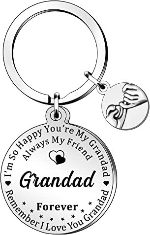 QMVMV Schlüsselanhänger für Großvater, Geschenke von Enkelkindern, Enkelin, Enkelsohn zum Geburtstag, Vatertag, Weihnachten, einzigartiger Schlüsselanhänger für Großvater