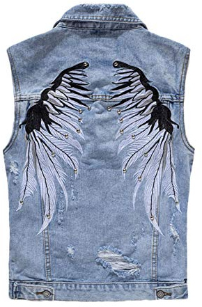 YOUCAI herr jeansväst jeansjacka utan ärmar jeansväst smal passform väst denim väst cowboy väst slitna jeans denim jacka utomhus sport väst, blå, M