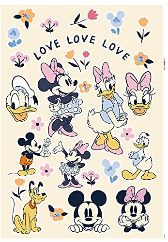 Disney Wandtattoo von Komar - Love Love Love - 50 x 70 cm (Breite x Höhe) - 40 Teile - Micky Maus, Deco-Sticker, Wandaufkleber, Wandsticker, Wanddeko, Kinderzimmer - 14100h