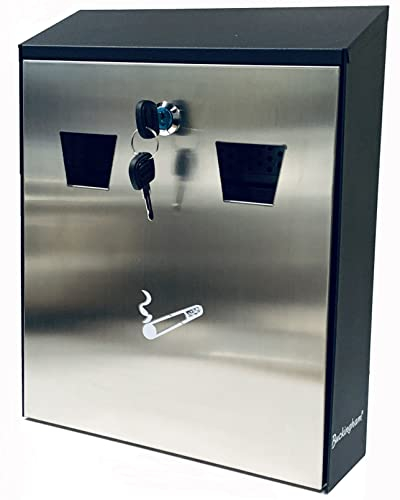 Buckingham Stainless Steel Door Wall Mounted Outdoor Cigarette Bin, Ashtray, Ash Bin, Heavy Duty Ashtray,Pubs, Clubs, Office,Home, Smoking, Lockable, Commercial Premium Quality
