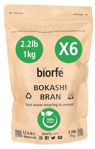 Biorfe Premium Bokashi Bran da 1 kg per il Compostaggio Veloce e Facile, Avviatore di Compost per Bidoni per il Compostaggio Interno, Acceleratore Senza Odori per il Compostaggio in Cucina