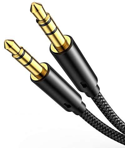 Highwings Aux Kabel 3,5mm Klinkenkabel [1.2M] Stereo Audio Kabel Klinke auf Klinke Nylon Geflochtenes Hochwertige Kabel für Kopfhörer, Auto, Handy, PC, Stereoanlagen, MP3-Player usw-Schwarz