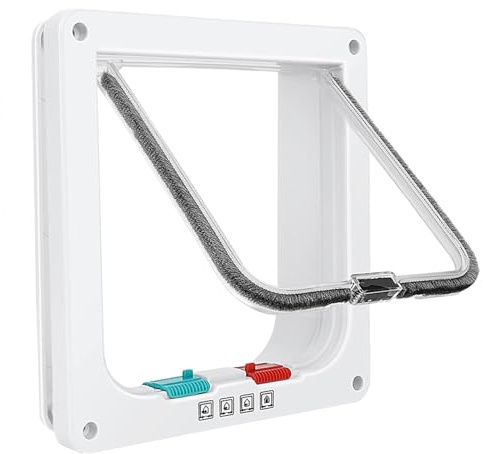 Cat Door for Windows, Pet Doors and Sliding Door, Safety Pet Door with 4 Way Lock, Weatherproof Cat Flap for Thin Door and Wall(Large, Outer Size 9.8 * 9.3 * 0.78in)
