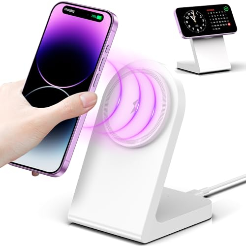 Mag Safe Wireless Ladegerät, Magnetische Kabellose Ladestation, Schnelle Mag-Safe Ladestation Kompatibel mit iPhone 15 14 12 Series, AirPods Pro 2, AirPods 3