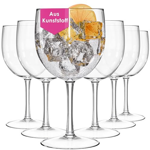 KONZEPT Ensemble de verres à gin en plastique 500 ml, 6 pièces, ensemble de verres à vin en plastique transparent, idéal comme verres à Aperol, verres à eau résistants au lave-vaisselle