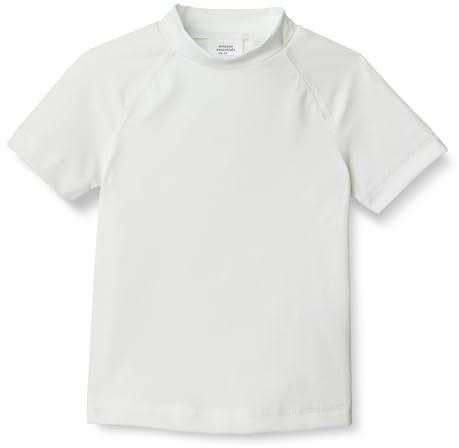Amazon Essentials T-Shirt Rashguard a Maniche Corte da Ragazzo, Bianca, M