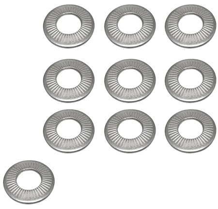 SENRISE M10 304 Stainless Steel Belleville Spring Disc Washer with Non-Slip Teeth Pattern Flat Washer, Pack of 10
