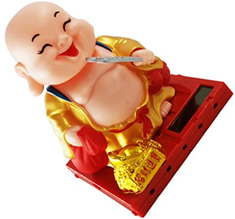 Cabilock 1pezzi Statuetta Buddha Maitreya Energia Solare Ornamentazione Per Auto e Desktop Realizzata in Materiale