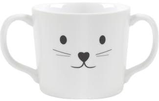 Holst Porzellan KID 004 Mausi-Baer Lot de 2 gobelets en porcelaine pour enfant 0,20 l Blanc 8 x 13,5 x 7 cm