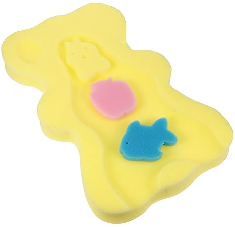ERINGOGO Alfombra De Baño Antideslizante Para Bebés y Cojín De Baño De Esponja Cómoda, Color Amarillo, Soporte Acolchado Para Cabeza y Cuello, Adecuado Para Lavabos y Bañeras, Uso Infantil