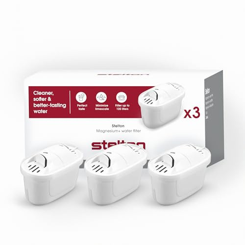 Stelton Wasserfilter kartuschen Magnesium+, Kompatibel mit Stelton Wasserfilterkanne und Brita Maxtra/Maxtra+ - 3er Pack, Weiß