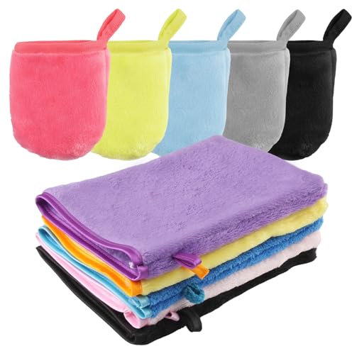 SJUNJIE 10 Stück Waschlappen Baumwolle Waschlappen Gesicht Badespa-Tuch Waschhandschuhe Frottee Weiches Flanell Starke Wasseraufnahme Wiederverwendbare 7 Farben Make-Up-Entferner Handschuhe