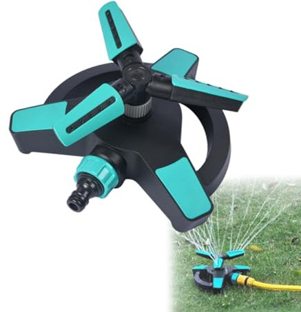 Pneterg Arroseur de Jardin, 360°Rotating Système d'arrosage Automatique à 3 Bras, Rotatifs Réglables Arroseur Pelouse pour Pelouse Jardin Plantes Fleurs et Légumes Jeux d'enfants (1 Pack)
