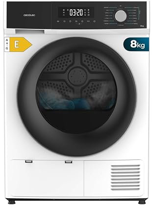 Cecotec Secadora de Ropa 8Kg Bomba de Calor Bolero Dresscode Dry 8330. Clase Equivalente A++, 15 Programas y Funciones como Secado Automático, Planchado Fácil, Tambor Giro Bidireccional, Blanco