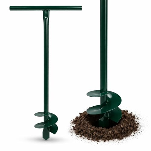 Trivella Manuale Cavabuche Punta Elicoidale in Acciaio 95cm X Ø 120mm ideale per Foraterra, Pali, Giardino e Terreno