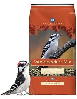 Blue Seal Woodpecker Mix Wild Bird Seed | Premium Blend of Nuts, Sunflower Seeds, and Fruit | Attracts Wide Variety of Wild Outside Birds | Convenient Shell-Free Mix | Made in USA | 8 Pound Bag